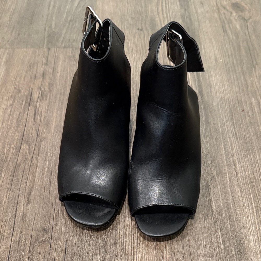 Topshop Black Peep-Toe Ankle Booties